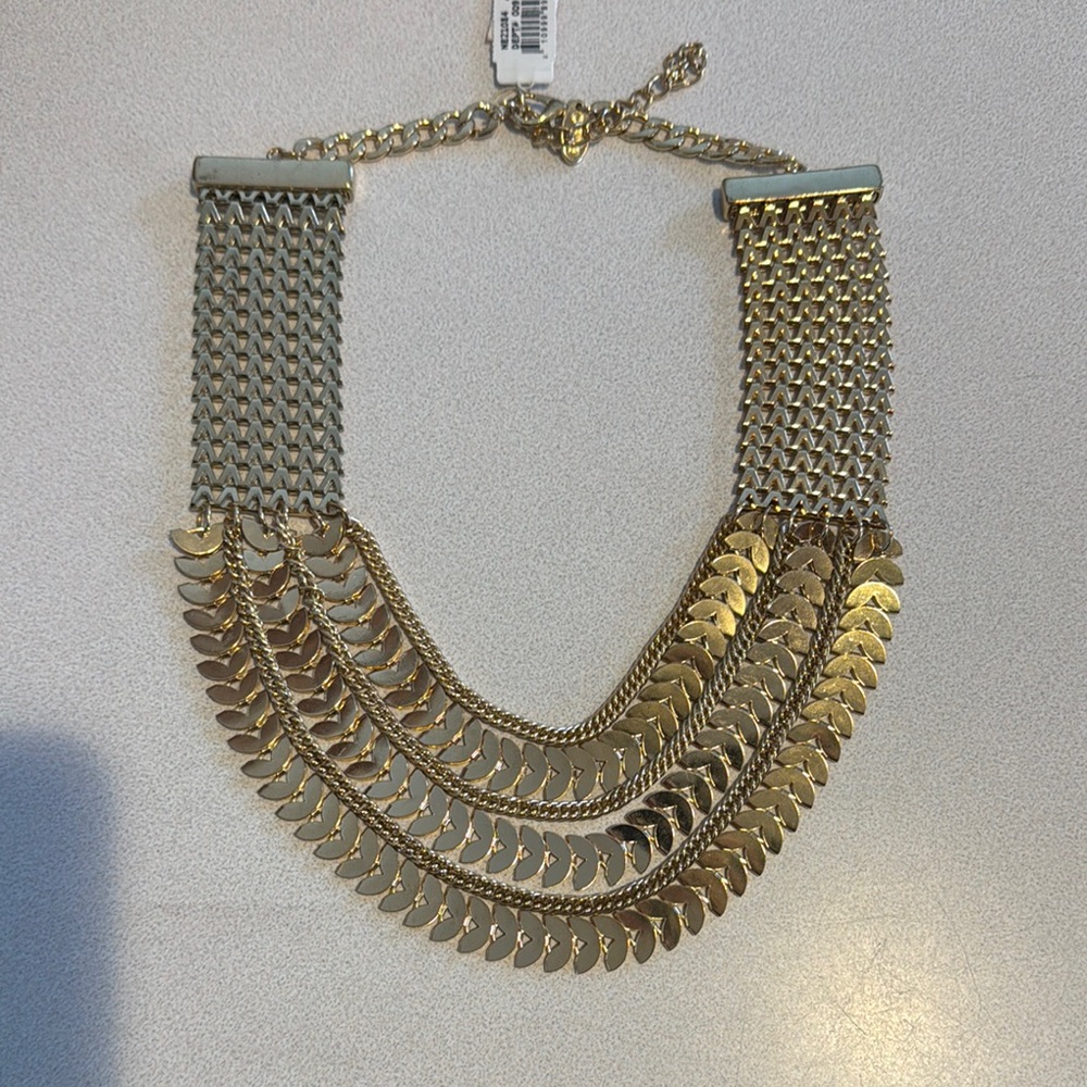 Gold and Silver Multi-Layered Statement Necklace